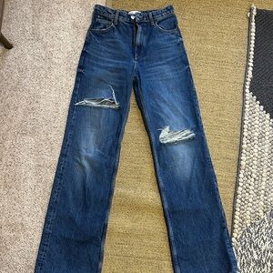 Zara Blue Distressed Women Jeans